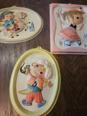 Mary Blair Disney smallworld Plastic Plaques Set Of 3 50s 60s Mcm